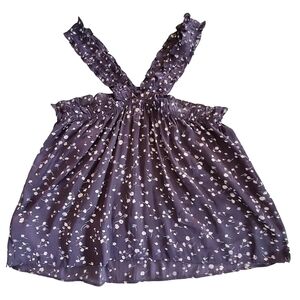 1425 * Express Floral Print Halter Top Navy Blue Size M